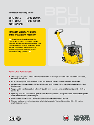 रिवर्सिबल वाइब्रेटरी प्लेट कॉम्पेक्टर Wacker Neuson BPU 3050