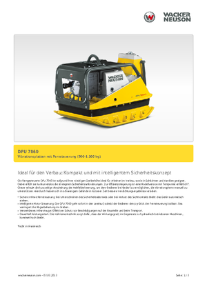 रिवर्सिबल वाइब्रेटरी प्लेट कॉम्पेक्टर Wacker Neuson DPU 7060 Fe