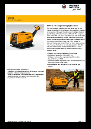 रिवर्सिबल वाइब्रेटरी प्लेट कॉम्पेक्टर Wacker Neuson DPU110 Lem 970