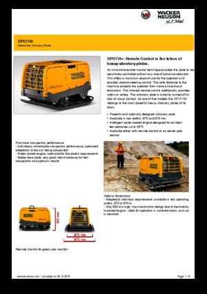 रिवर्सिबल वाइब्रेटरी प्लेट कॉम्पेक्टर Wacker Neuson DPU110r Lem 870