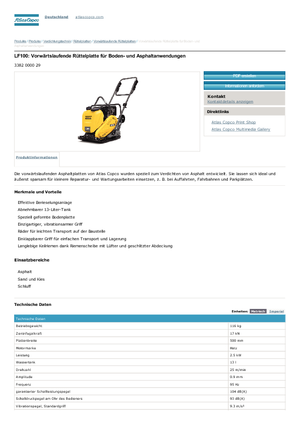 सिंगल डायरेक्शन वाइब्रेटरी प्लेट कॉम्पेक्टर Atlas Copco LF 100
