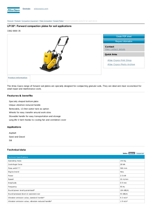 सिंगल डायरेक्शन वाइब्रेटरी प्लेट कॉम्पेक्टर Atlas Copco LF 130