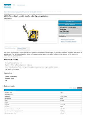 रिवर्सिबल वाइब्रेटरी प्लेट कॉम्पेक्टर Atlas Copco LG 160