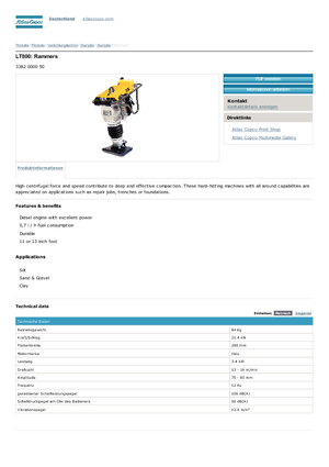 गैसोलीन और डीजल रैमर Atlas Copco LT 800