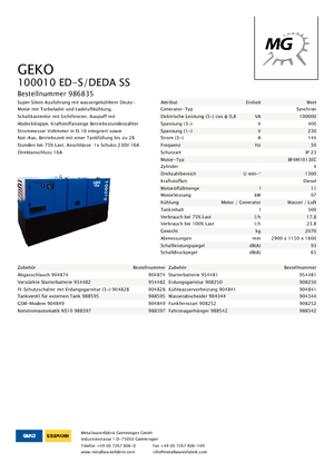डीजल पावर जनरेटर Geko ® 100010 ED-S/DEDA