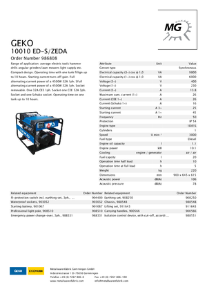 डीजल पावर जनरेटर Geko ® 10010 ED-S/ZEDA