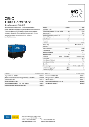 डीजल पावर जनरेटर Geko ® 11010 E-S/MEDA