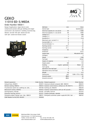 डीजल पावर जनरेटर Geko ® 11010 ED-S/MEDA