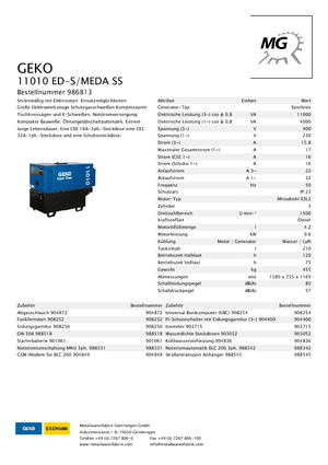 डीजल पावर जनरेटर Geko ® 11010 ED-S/MEDA