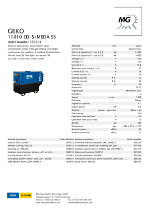 डीजल पावर जनरेटर Geko ® 11010 ED-S/MEDA