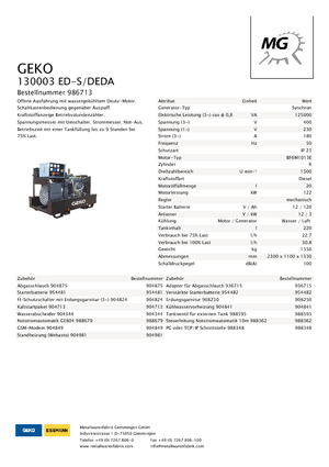 डीजल पावर जनरेटर Geko ® 130003 ED-S/DEDA