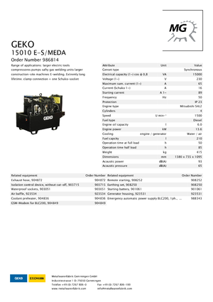 डीजल पावर जनरेटर Geko ® 15010 E-S/MEDA