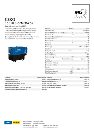 डीजल पावर जनरेटर Geko ® 15010 E-S/MEDA