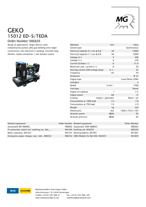 डीजल पावर जनरेटर Geko ® 15012 ED-S/TEDA