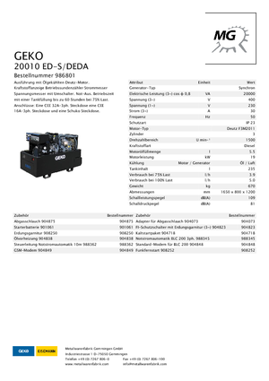 डीजल पावर जनरेटर Geko ® 20010 ED-S/DEDA