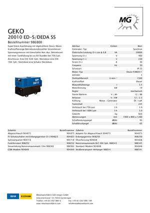 डीजल पावर जनरेटर Geko ® 20010 ED-S/DEDA