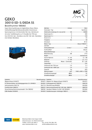 डीजल पावर जनरेटर Geko ® 30010 ED-S/DEDA