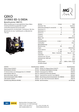 डीजल पावर जनरेटर Geko ® 310003 ED-S/DEDA