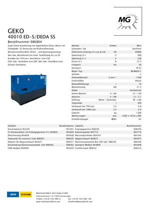 डीजल पावर जनरेटर Geko ® 40010 ED-S/DEDA