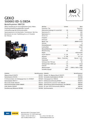 डीजल पावर जनरेटर Geko ® 500003 ED-S/DEDA