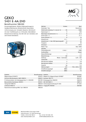 डीजल पावर जनरेटर Geko ® 5401 E-AA/ZHD