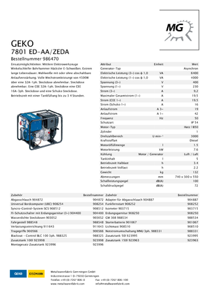 डीजल पावर जनरेटर Geko ® 7801 ED-AA/ZEDA