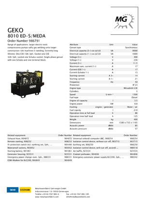 डीजल पावर जनरेटर Geko ® 8010 ED-S/MEDA