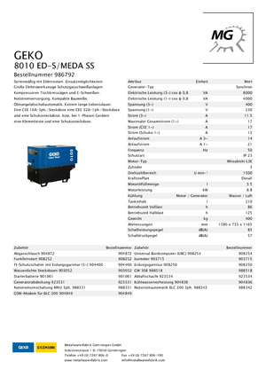 डीजल पावर जनरेटर Geko ® 8010 ED-S/MEDA