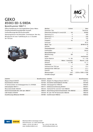डीजल पावर जनरेटर Geko ® 85003 ED-S/DEDA