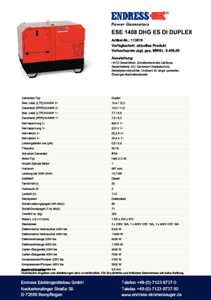 डीजल पावर जनरेटर Endress ESE 1408 DHG ES Duplex Silent