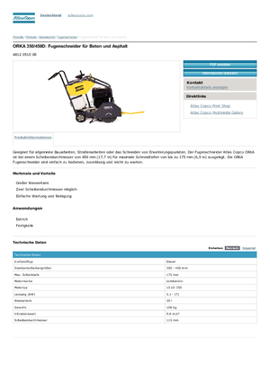 फ्लोर सॉ Atlas Copco Orka 350D