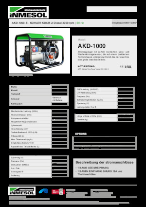 डीजल पावर जनरेटर INMESOL AKD-1000-E