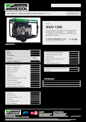 डीजल पावर जनरेटर INMESOL AKD-1200-CA