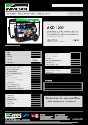 डीजल पावर जनरेटर INMESOL AKD-1200-E