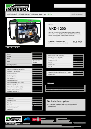 डीजल पावर जनरेटर INMESOL AKD-1200-E