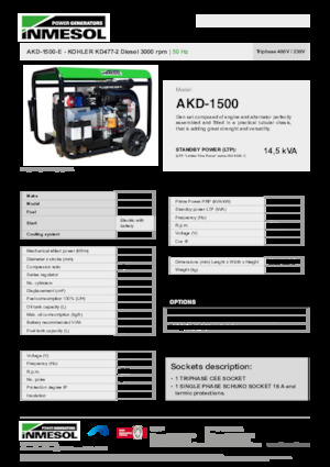 डीजल पावर जनरेटर INMESOL AKD-1500-E