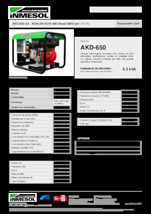 डीजल पावर जनरेटर INMESOL AKD-650-CA