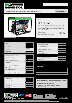 डीजल पावर जनरेटर INMESOL AKD-650-E