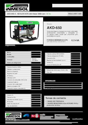 डीजल पावर जनरेटर INMESOL AKD-650-E