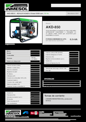 डीजल पावर जनरेटर INMESOL AKD-850-E