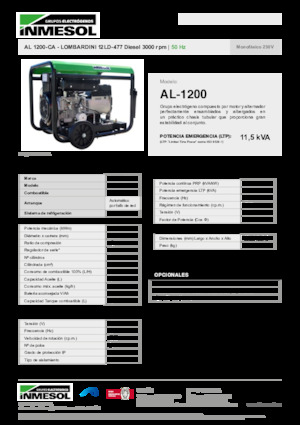 डीजल पावर जनरेटर INMESOL AL 1200-CA
