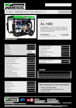 डीजल पावर जनरेटर INMESOL AL 1500-E