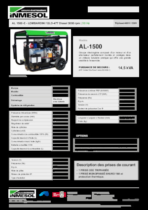डीजल पावर जनरेटर INMESOL AL 1500-E