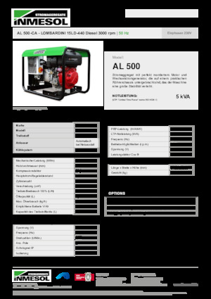 डीजल पावर जनरेटर INMESOL AL 500-CA