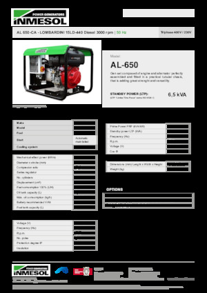 डीजल पावर जनरेटर INMESOL AL 650-CA