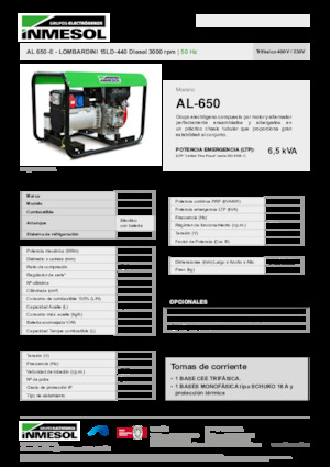 डीजल पावर जनरेटर INMESOL AL 650-E