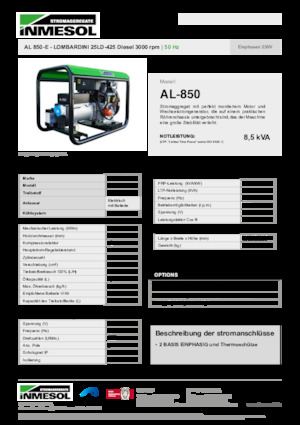 डीजल पावर जनरेटर INMESOL AL 850-E