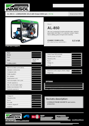 डीजल पावर जनरेटर INMESOL AL 850-E