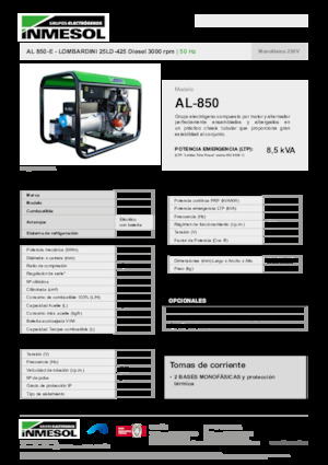 डीजल पावर जनरेटर INMESOL AL 850-E
