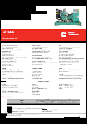 डीजल पावर जनरेटर Cummins C135D6